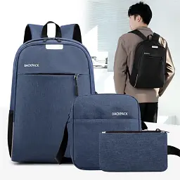 Універсальний набір рюкзак + сумка + гаманець Back-pack 3 в 1 Чорний - мініатюра 3