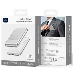 Портативний ЗП Power Bank WIWU P089 Seraph PD20W з Бездротовий зарядний пристрій 10000 mAh Silver - мініатюра 4