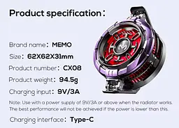 Охолодження-вентилятор MEMO з RGB AI model Чорний - мініатюра 5