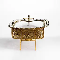 Мармітниця порцелянова Yiwu Tiffany 1 л квадратна зі скляною кришкою на металевій підставці з підігрівом 28х23х7 см для перших страв SX42-1 - мініатюра 8