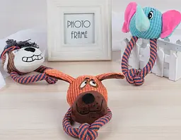 М'яка іграшка для собак невеликих порід з мотузкою: Dog, Monkey & Elephant - мініатюра 5