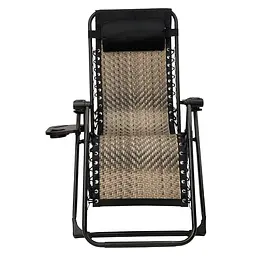 Розкладне крісло шезлонг LEOBRO Zero Gravity Premium Grey Rattan (LB-ZGC-G2-RG) - мініатюра 3