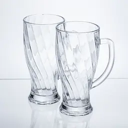 Набір кухлів для пива Yiwu Glass Mug скляних 2 штуки по 420 мл кружки для пива скло з ручками міцний посуд HP-17-59 - мініатюра 3