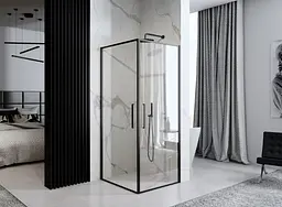 Душова кабіна Rea Abra 90x90 black mat REA-K5502, Чорний матовий, Універсальна, прозорий - мініатюра 2