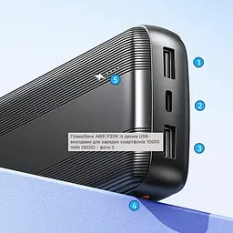 Портативна батарея AWEI P20K 10000mAh Black - мініатюра 3