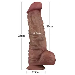 Фалоімітатор - Dual-Layered Silicone Cock XXL 10.5" Brown - мініатюра 3