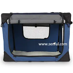 М'яка клітка для собак SenFul Pet Soft Crate з флісовим килимком та чохлом, сіро-бежева - мініатюра 3