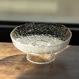 Фруктовниця на ніжці Ice Textured 15 см з крижаною текстурою скла Yiwu HP-34-88 - мініатюра 2