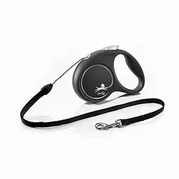 Рулетка Flexi Black Design для собак трос розмір S 5 м чорна