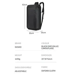 Сумка дорожня Ozuko 9747 величезний спортивний туристичний рюкзак речовий 76л Black (19363) - мініатюра 5