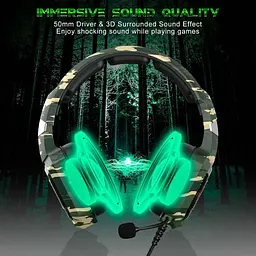 Навушники Onikuma Gaming with LED K8 Camouflage-Green - мініатюра 7