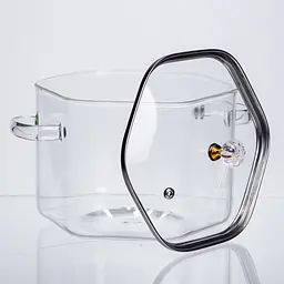 Каструля скляна Yiwu HP-34-41 шестигранна 3.5 л з кришталевою ручкою для варіння та тушкування - мініатюра 3