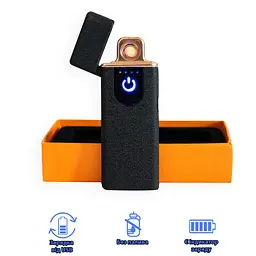 Електронна запальничка чорна матова сенсорна запальничка наподарунок USB Lighter - мініатюра 2