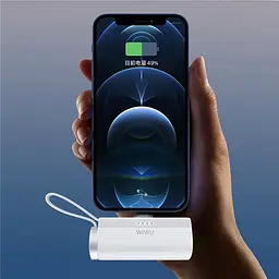 Портативний ЗП Power Bank WIWU W026 2 in 1 Type-C з БЗП For Apple Watch 15W 5000 mAh White - мініатюра 6
