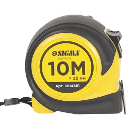 Рулетка обгумована Compact двостороннє полотно/зачіп 10м×25мм SIGMA (3814681) - мініатюра 3