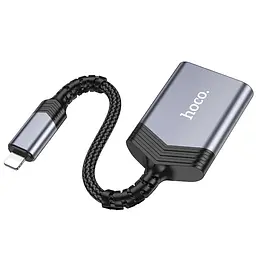 Картридер Hoco UA25 2in1 Lightning Metal gray - мініатюра 3