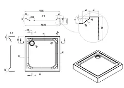 Душовий піддон Am.Pm Gem 90x90x15см квадратний з сифоном білий W90T-403-090W, Білий, білий - мініатюра 4