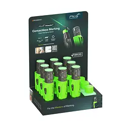 Набір маркер-спреїв крейдяних Pica Powder 2020 (9шт), заправка яскраво зелена Refill Pack 2030 (3шт), картонний дисплей