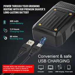 Електробритва VGR V-363 з USB-зарядкою та акумулятором сіткова електробритва для подорожей - мініатюра 2