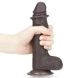 Фалоімітатор із присоскою LoveToy Sliding-Skin Dildo 7 17.5 см коричневий - мініатюра 6