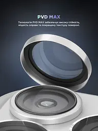 Захисне скло для камери Apple iPhone 17 Pro/17 Pro Max, Supreme BI, сріблястий колір, з рамкою, глянцеве скло для захисту лінз, протиударне, прозоре, з клейовим шаром по контуру, не впливає на якість фото, ArmorStandart (ARM86438) - мініатюра 3