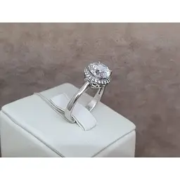Срібне кільце Агні ЖАННА з фіанітами.1040/1Р-CZ 17 - мініатюра 3