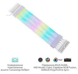 Кабель для ПК Qube RGB 24 pin Female to Male, White - мініатюра 5
