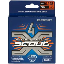 Шнур Brain Scout 4X 150 м (fluoro Orange) 0.128 мм 7.2 кг - мініатюра 2