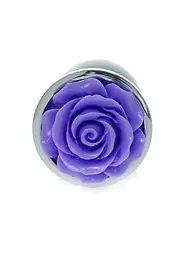 Анальна пробка B-Series Jewellery Silver Plug Rose Purple, 7х2.7 см, фіолетовий - мініатюра 2