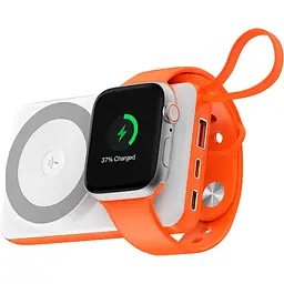 Зовнішній акумулятор Wiwu Core 2 in 1 Wi-P007 10000mAh 22.5w White/Orange [104323] - мініатюра 2