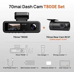 Відеореєстратор Xiaomi 70mai Dash Cam 4K T800 Set + RC21 (3 камери всього) + microSD 128Gb - мініатюра 3