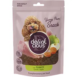 Сушені снеки Delickcious з індичкою, морквою і яблуком 80 г