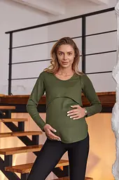 Лонгслів для вагітних зі зручним секретом для годування Avila 4XL Lullababe Оливковий