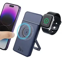 Портативний ЗП Power Bank JJT-MP01 2in1 20W з БЗП+iWatch 10000 mAh Blue - мініатюра 3