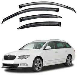 Дефлектори вікон для Skoda Superb 2008-2015 Універсал на скотчі (Acrylic) AMS22008