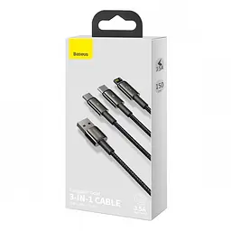 Кабель Baseus Tungsten Gold Cable USB to Type-C/Lightning/MicroUSB 3.5A 1.5m CAMLTWJ-01 Black - мініатюра 7