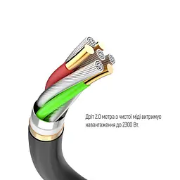 Мережевий фільтр-подовжувач СolorWay 4 розетки/3USB (2USB-A + 1 TYPE-C) (24W) Black 2 м (CW- CHE432PDB) - мініатюра 6