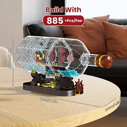 Конструктор корабель  MOULD KING піратський у пляшці Queen Revenger  пірати карибського моря 885 деталі - мініатюра 7