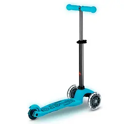 Самокат дитячий Micro Mini Deluxe Glow LED 3-колісний льодовик аква (MMD218) - мініатюра 3