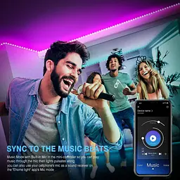 Світлодіодна стрічка Mexllex Led Strip Light 15M, Bluetooth APP і пульт дистанційного керування, Music Sync Changing Color RGB SMD - мініатюра 4