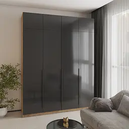 Шафа 4-дверна з антресоллю MebelStar Оскар Gloss BL-B, 4 додаткові полиці 200x52x260 см Дуб тахо/Чорний (MBS-5584)