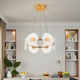 Підвісна LED-люстра 8036103-6LED (450) FGD, золота, Ø42 см, скляні плафони 175 мм, три режими світла - мініатюра 2