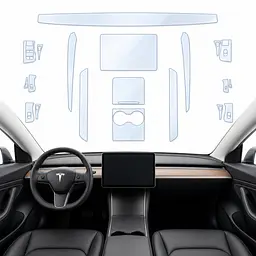 Набір Плівок захисних для салону Tesla Model 3 2021-2023 TPH (Кансолі Дисплея Ручок)
