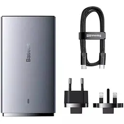 МЗП Baseus GaN5 Pro Ultra-Slim Fast Charger C+U 65W Gray With Xiaomini White Cable Type-C to Type-C 100W 20V/5A 1m CCGP150113 Black