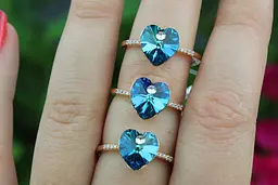 Кільце Xuping Jewelry сердечко Сваровскі блакитне хамелеон р 17 золотисте - мініатюра 3