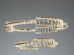 Ефектна кришталева підвісна LED-люстра в золотом для вітальні Diasha 552/600+400G, 126W, 6930 lm - мініатюра 3