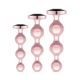 Набір анальних іграшок Rosy Gold - Metal Butt Plug Set 3 Pieces SX3070 104328 - мініатюра 5