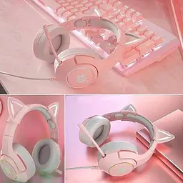 Дротова ігрова гарнітура Onikuma Gaming CAT with LED K9, USB, 3.5mm, 2.2m, pink - мініатюра 9