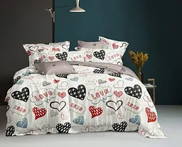 Комплект постільної білизни Ecotton двоспальний Сімейний 150х215 см Серце біле (23250) (23250)