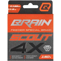 Шнур Brain Scout 4X 150m (fluoro Orange) 0.183mm 11.9kg - мініатюра 2